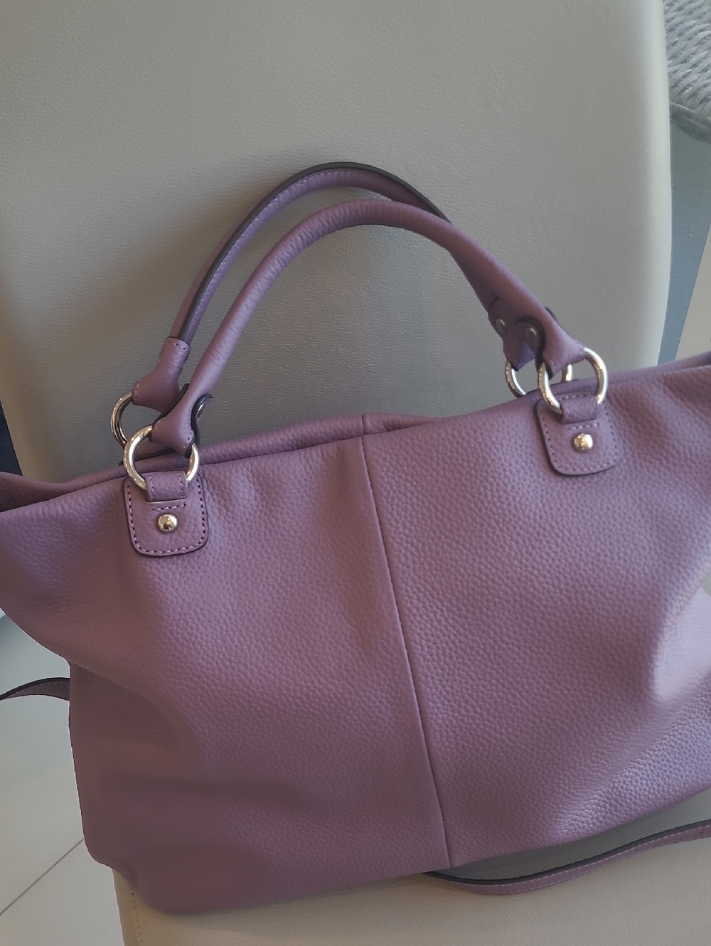 Women’s Purple Pebbled Leather Tote Bag